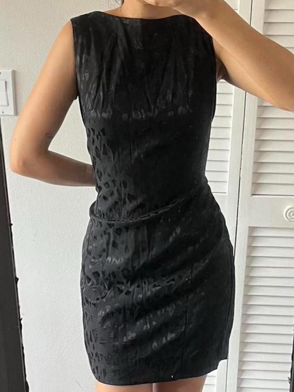 Vintage Black Tonal Leopard print shift dress